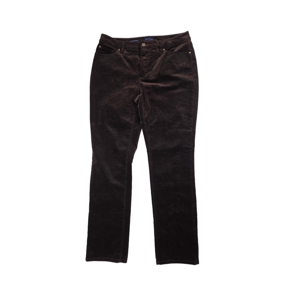 Charter Club Lexington Straight Brown Corduroy Stretch Pants Women's Size 10